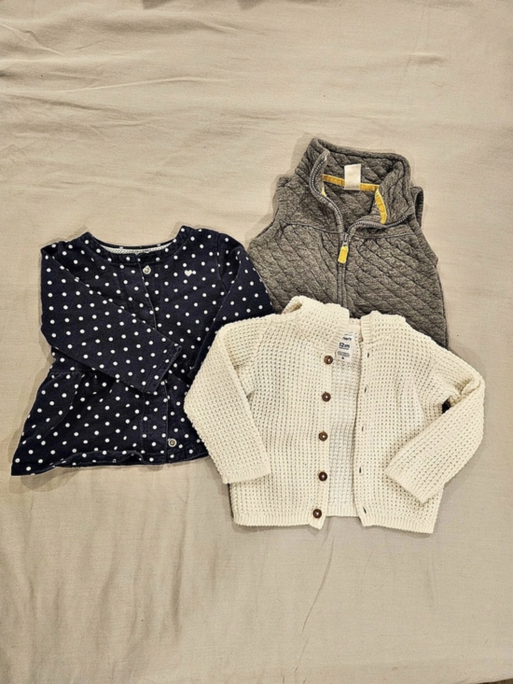 🧸2/20$ Clothing Lot Of 3 Cardigans Size 12-18M Baby Girl Carter's